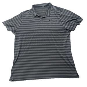 Nike Golf Dri Fit Mens 2XL XXL Gray Striped Short Sleeve Polo Shirt